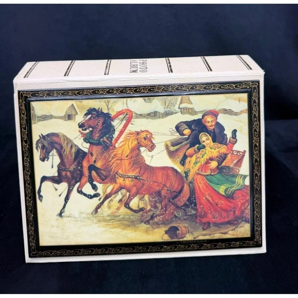 Vintage Christmas Sleigh Photo Album Horses Sleigh Bells 196 Photos Granny Core